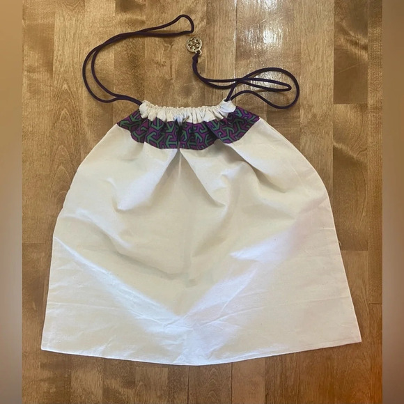 TORY BURCH Dust Bag Canvas Draw String Purple and Green Like New - Picture 1 of 8
